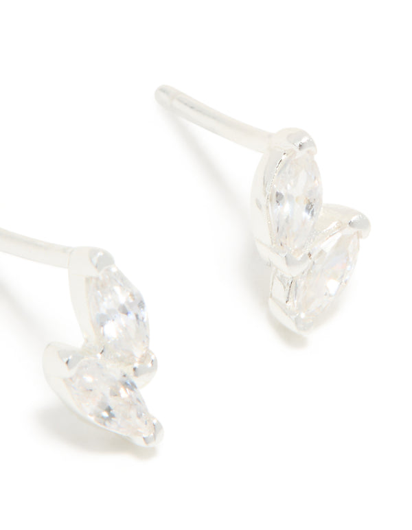 Sterling Silver Cubic Zirconia Cluster Stud Earrings