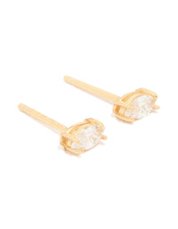 Gold Plated Sterling Silver Cubic Zirconia Oval Stud Earrings - link has visual effect only