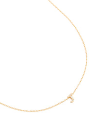 Gold Plated Sterling Silver Cubic Zirconia Pavé Letter J Pendant Necklace - link has visual effect only