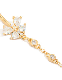 Gold Plated Surgical Steel Cubic Zirconia Bezel Set Drop Belly Bar - link has visual effect only