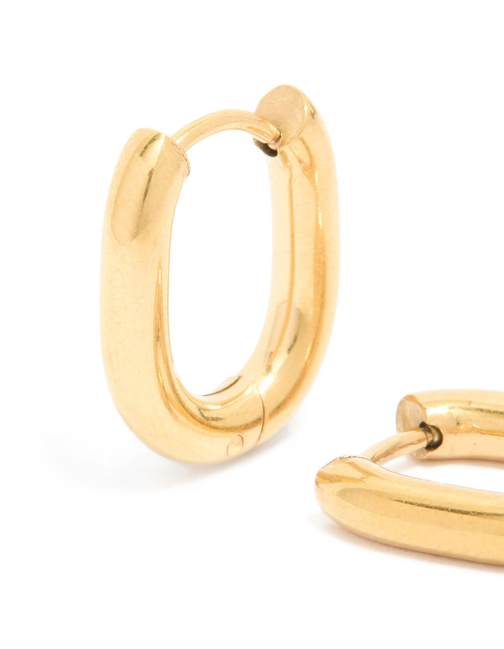 Waterproof Gold Plated Stainless Steel Oval Clicker Hoop Earrings