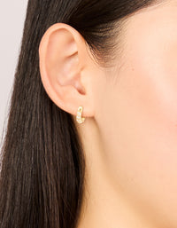 Waterproof Gold Plated Stainless Steel Prism Cubic Zirconia Huggie Earrings - link has visual effect only