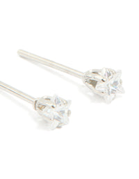 Waterproof Stainless Steel Prism Cubic Zirconia Star Stud Earrings 4 MM - link has visual effect only