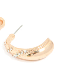Gold Diamante Pear Open Hoop Earrings - link has visual effect only