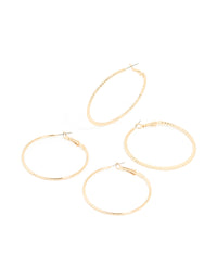 Gold Smooth & Textured Large Hoop Earrings 2-Pack - link has visual effect only
