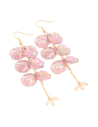 Gold Pink Iridescent Petal Drop Earrings - link has visual effect only