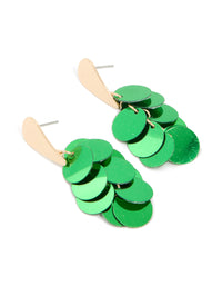 Gold Green Layered Sequins Drop Earrings - link has visual effect only