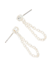 Silver Diamante Chain Drop Earrings - link has visual effect only