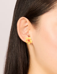 Yellow Acrylic Frangipani Flower Stud Earrings - link has visual effect only