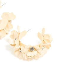 Cream Coated Metal Multi-Flower Hoop Earrings - link has visual effect only