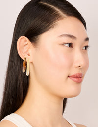 White & Brown Acrylic Hoop Earrings Pack - link has visual effect only
