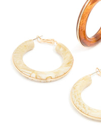 White & Brown Acrylic Hoop Earrings Pack - link has visual effect only