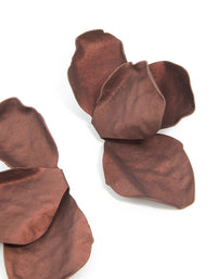 Brown Coated Metal Flower Petal Drop Earrings - link has visual effect only