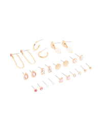 Gold Diamante & Chain Earrings 12-Pack - link has visual effect only