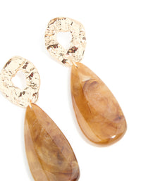 Gold Molten Brown Bead Drop Earrings - link has visual effect only
