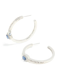 Silver Blue Diamante Hoop Earrings - link has visual effect only