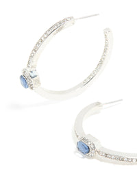Silver Blue Diamante Hoop Earrings - link has visual effect only