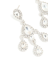 Silver Mini Triple Diamante Drop Earrings - link has visual effect only