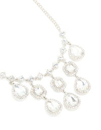 Silver Diamante Multi Drop Necklace - link has visual effect only