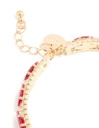 Gold Red & Clear Diamante Oval Bangle - link has visual effect only