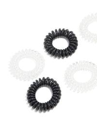 Clear & Black Spiral Stretchy Hair Ties 6-Pack - link has visual effect only
