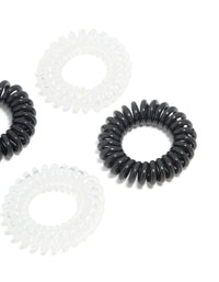 Clear & Black Spiral Stretchy Hair Ties 6-Pack - link has visual effect only