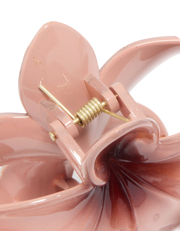 Brown Frangipani Flower Hair Claw Clip