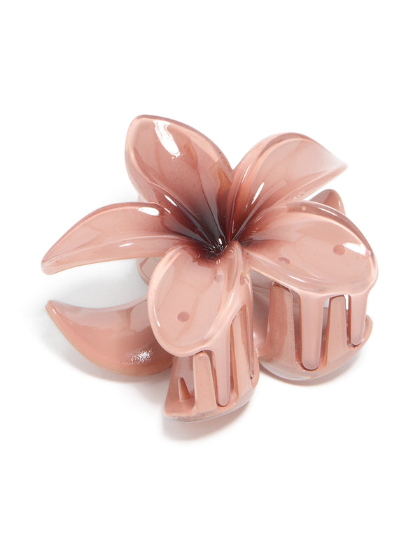 Brown Frangipani Flower Hair Claw Clip