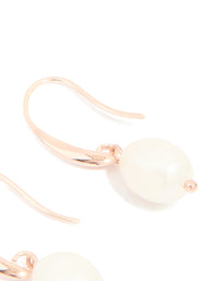Rose Gold Plated Freshwater Pearl Medium Hook Drop Earrings - link has visual effect only
