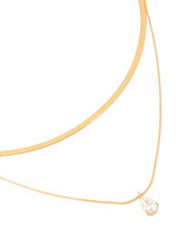 Waterproof Gold Plated Stainless Steel Cubic Zirconia & Snake Chain Layered Necklace - link has visual effect only