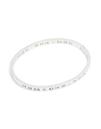 Waterproof Stainless Steel Diamante Roman Numeral Hinge Bangle - link has visual effect only