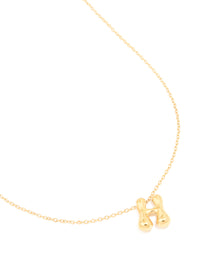 Waterproof Gold Plated Stainless Steel Large Bubble Letter H Necklace - link has visual effect only