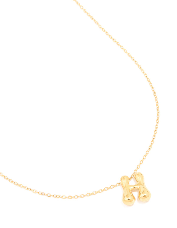 Waterproof Gold Plated Stainless Steel Large Bubble Letter H Necklace