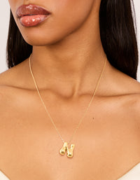 Waterproof Gold Plated Stainless Steel Large Bubble Letter N Necklace - link has visual effect only