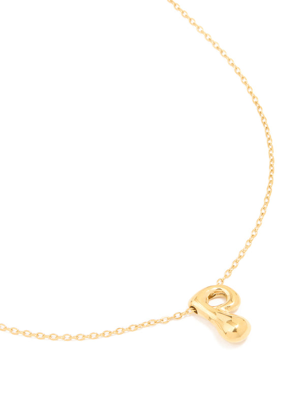 Waterproof Gold Plated Stainless Steel Large Bubble Letter P Necklace