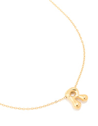 Waterproof Gold Plated Stainless Steel Large Bubble Letter R Necklace - link has visual effect only