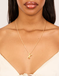 Waterproof Gold Plated Stainless Steel Large Bubble Letter Y Necklace - link has visual effect only
