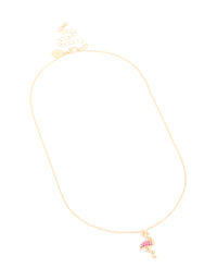 Gold Pink Diamante Flamingo Pendant Necklace - link has visual effect only