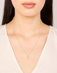 Gold Plated Cubic Zirconia Letter F Necklace - link has visual effect only
