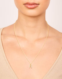 Gold Plated Cubic Zirconia Letter H Necklace - link has visual effect only