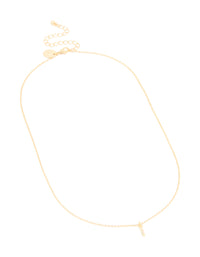 Gold Plated Brass Cubic Zirconia Letter I Necklace - link has visual effect only