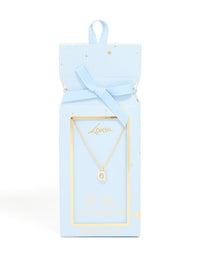 Gold Plated Brass Cubic Zirconia Letter Q Necklace - link has visual effect only