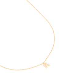 Gold Plated Brass Cubic Zirconia Letter R Necklace - link has visual effect only