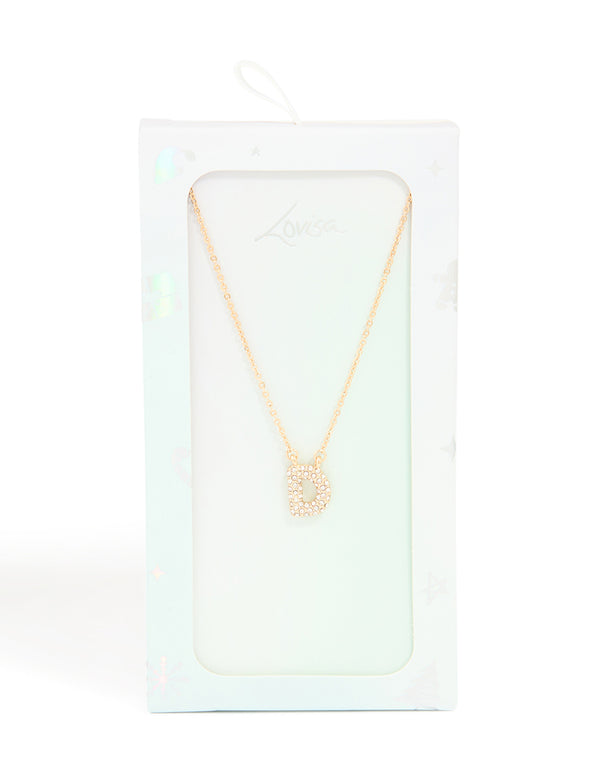 Kids Gold Cubic Zirconia Letter D Necklace