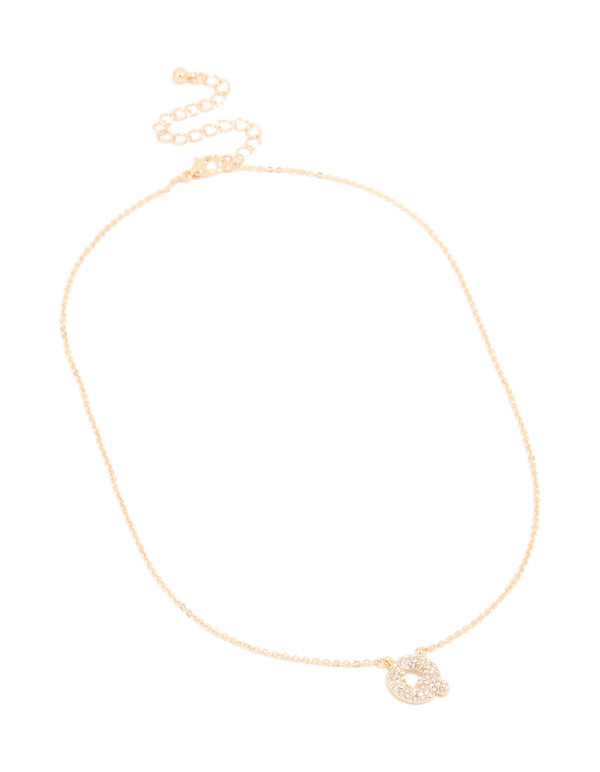 Kids Gold Cubic Zirconia Letter Q Necklace
