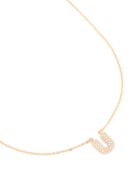 Kids Gold Cubic Zirconia Letter U Necklace - link has visual effect only