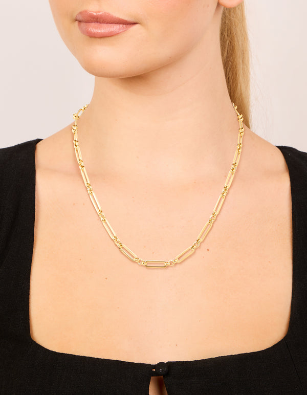 Waterproof Gold Plated Stainless Steel Open Oval Link Necklace