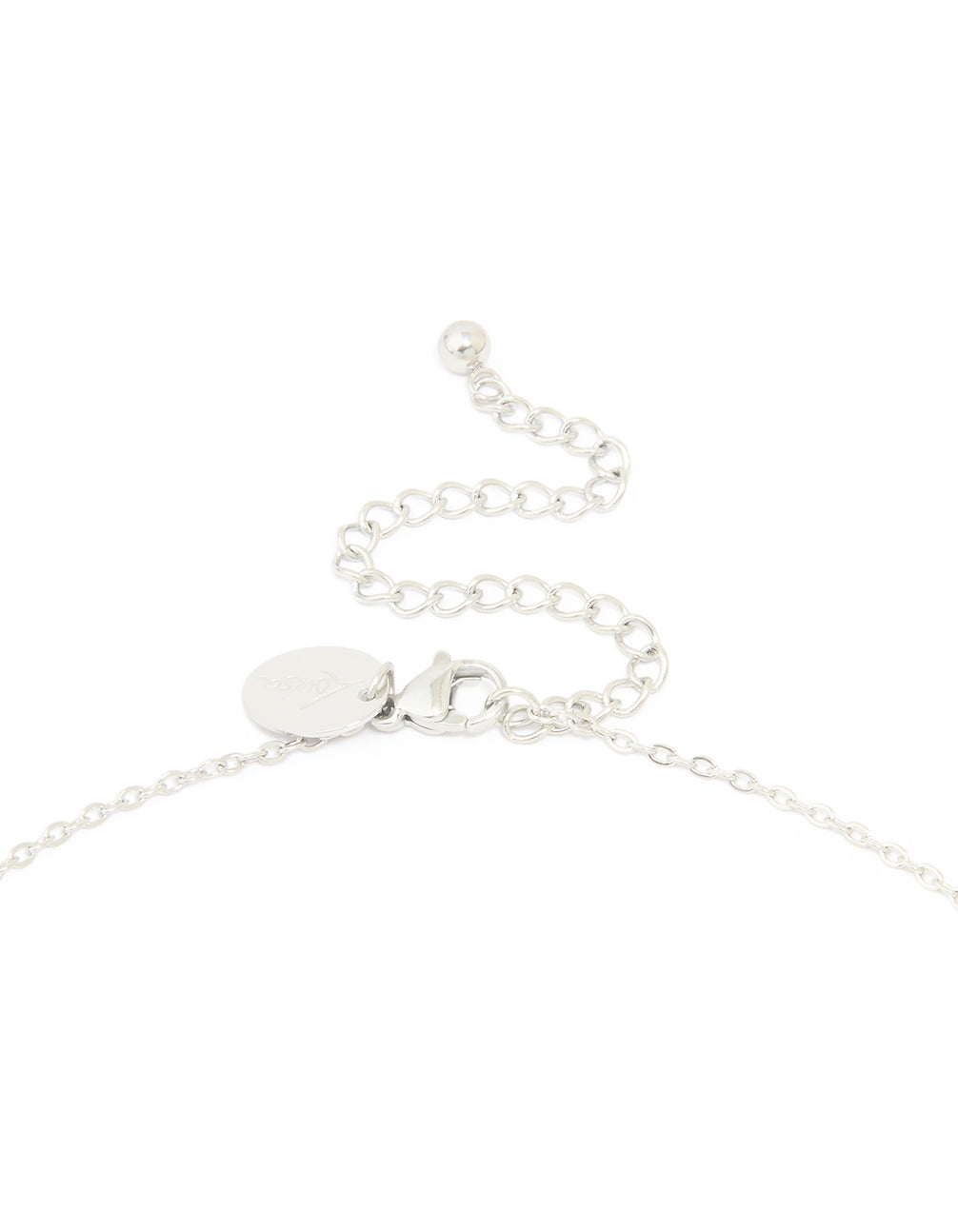 Designed with waterproof stainless steel, this large bubble letter C dainty necklace featuring initial pendant in silver clasp detail view