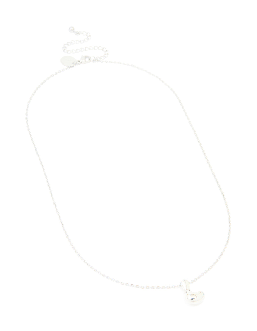 Designed with waterproof stainless steel large bubble letter L initial pendant in dainty silver necklace front view