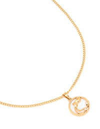 Waterproof Gold Plated Stainless Steel Circle Aquarius Zodiac Sign Necklace - link has visual effect only